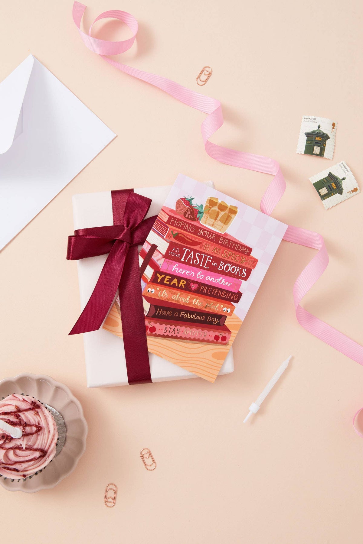 Spicy Books & Ice Coffee - Foiled Bookish Birthday Card for a friend