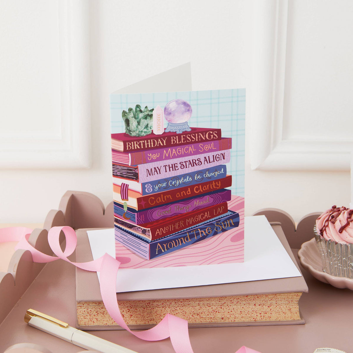 Birthday Witchy Crystal Blessings - Foiled Bookish Birthday Card