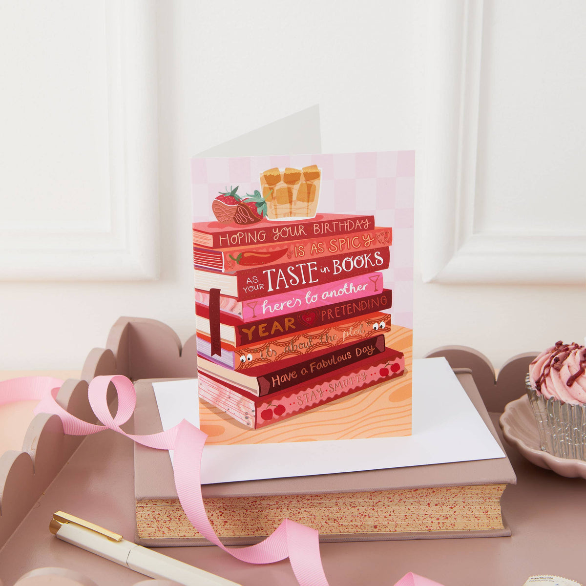 Spicy Books & Ice Coffee - Foiled Bookish Birthday Card for a friend